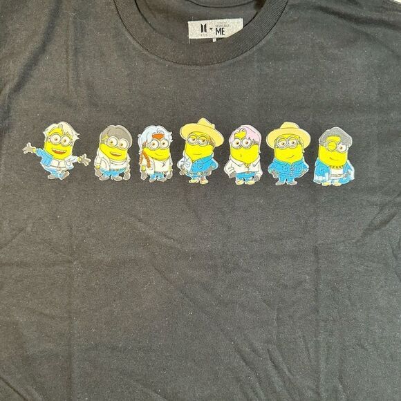 NWT BTS x Despicable Me Black Short Sleeve Graphic Minions Tee Shirt - Size L - Picture 3 of 5